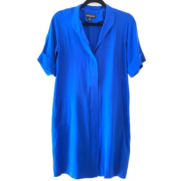 Julie Dillon Silk Blue Tunic Dress W/pockets 0 - Picture 2 of 8